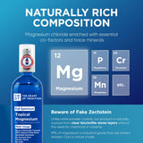 The Heart of Tradition Magnesium Oil Spray 7oz bottle in a bathroom setting