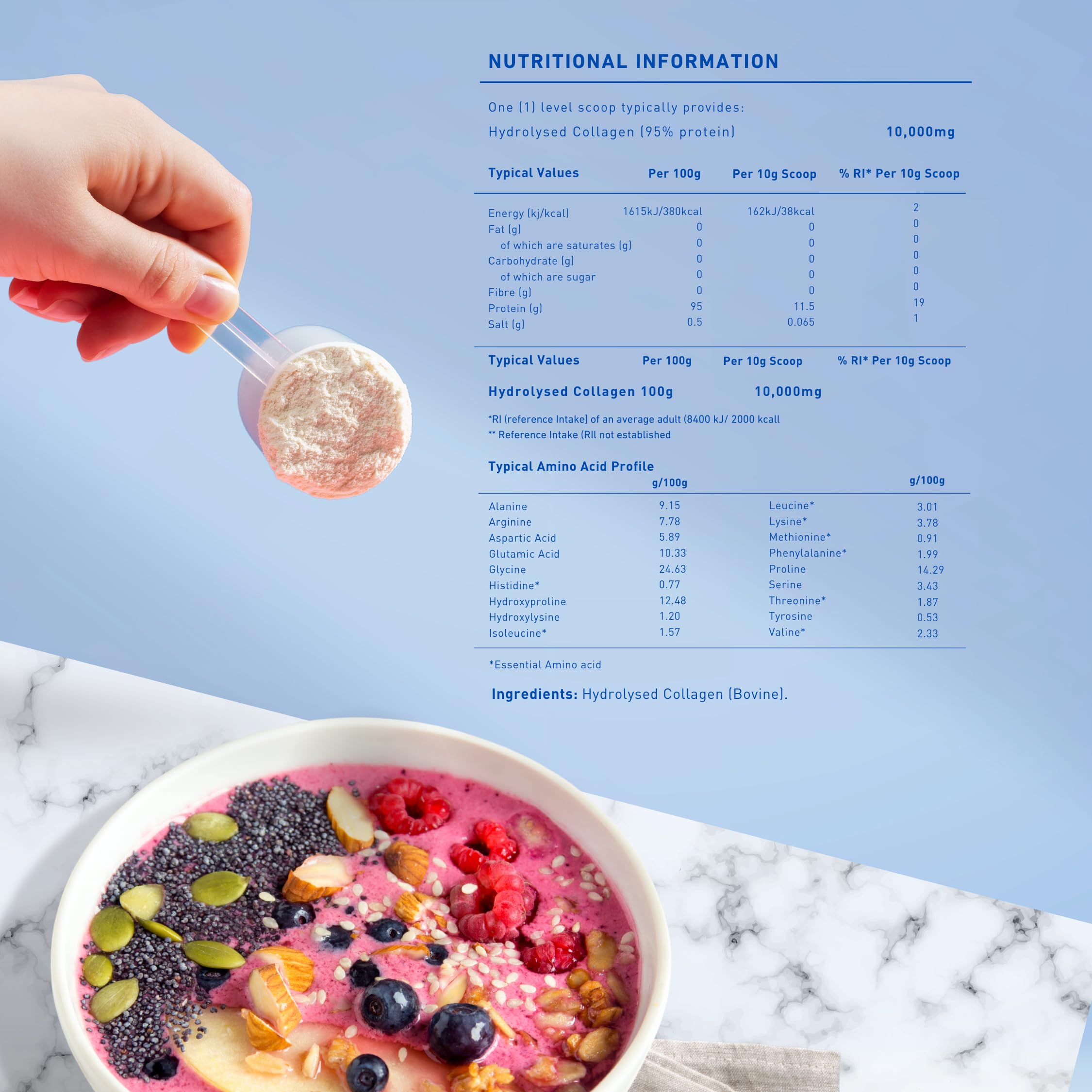 The Intelligent Health Collagen Peptides Powder 1000g back view