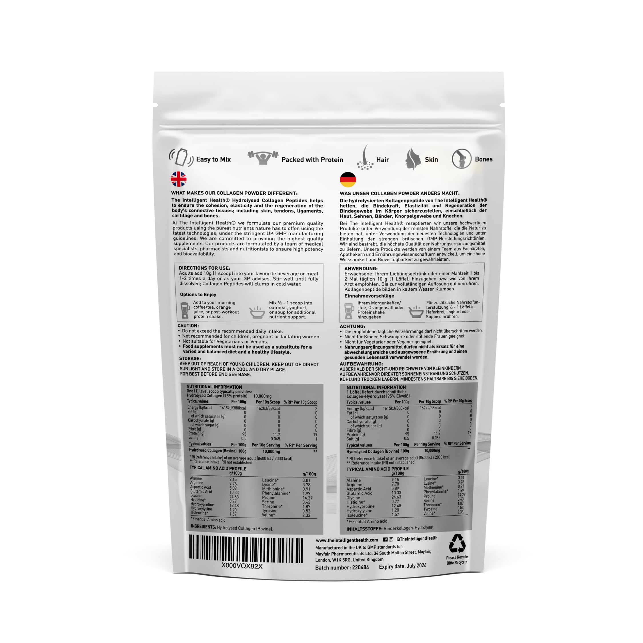 The Intelligent Health Collagen Peptides Powder 1000g packaging