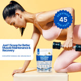 The Intelligent Health Collagen Peptides Powder in a kitchen setting with measuring scoop