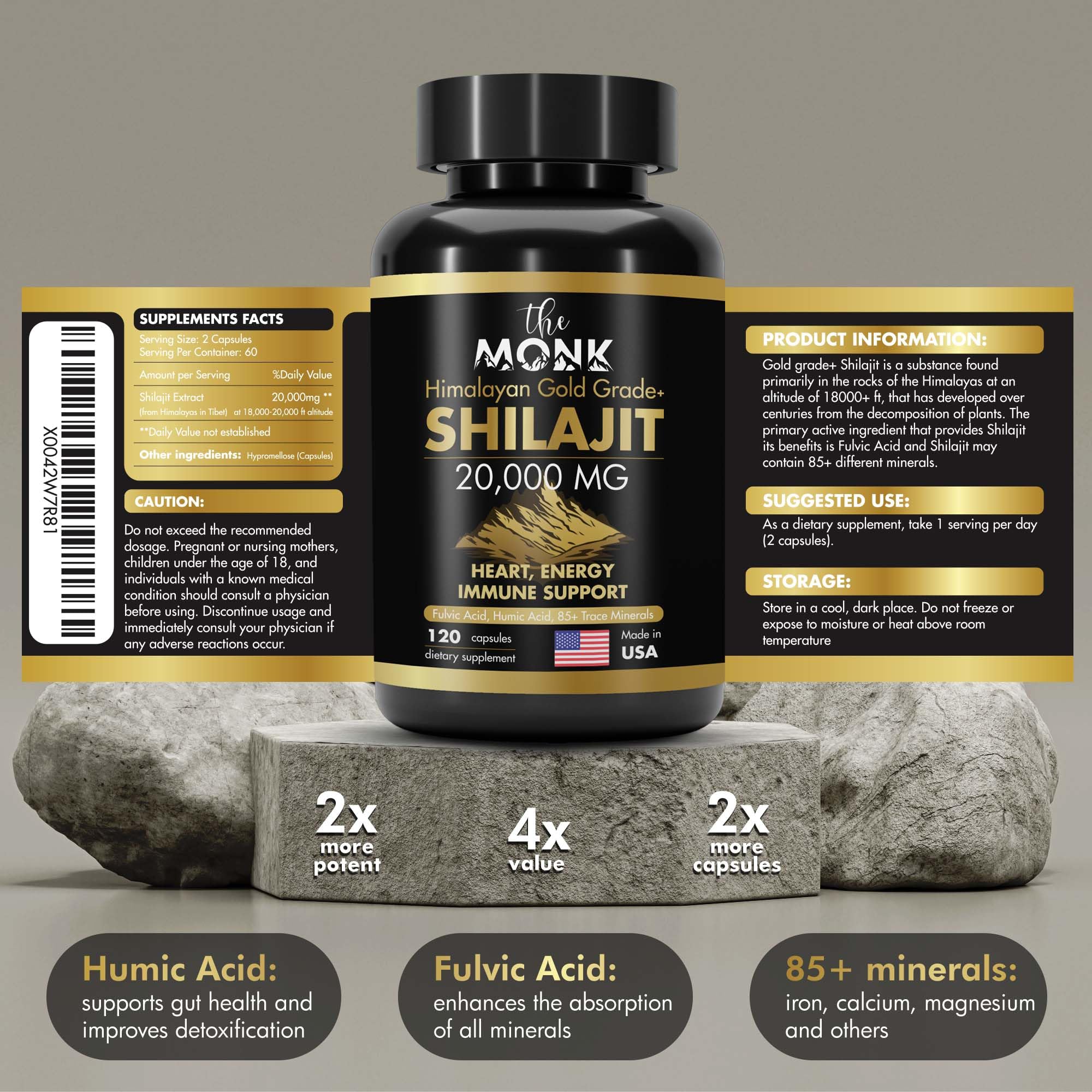THE MONK Shilajit Gold Grade Plus back view