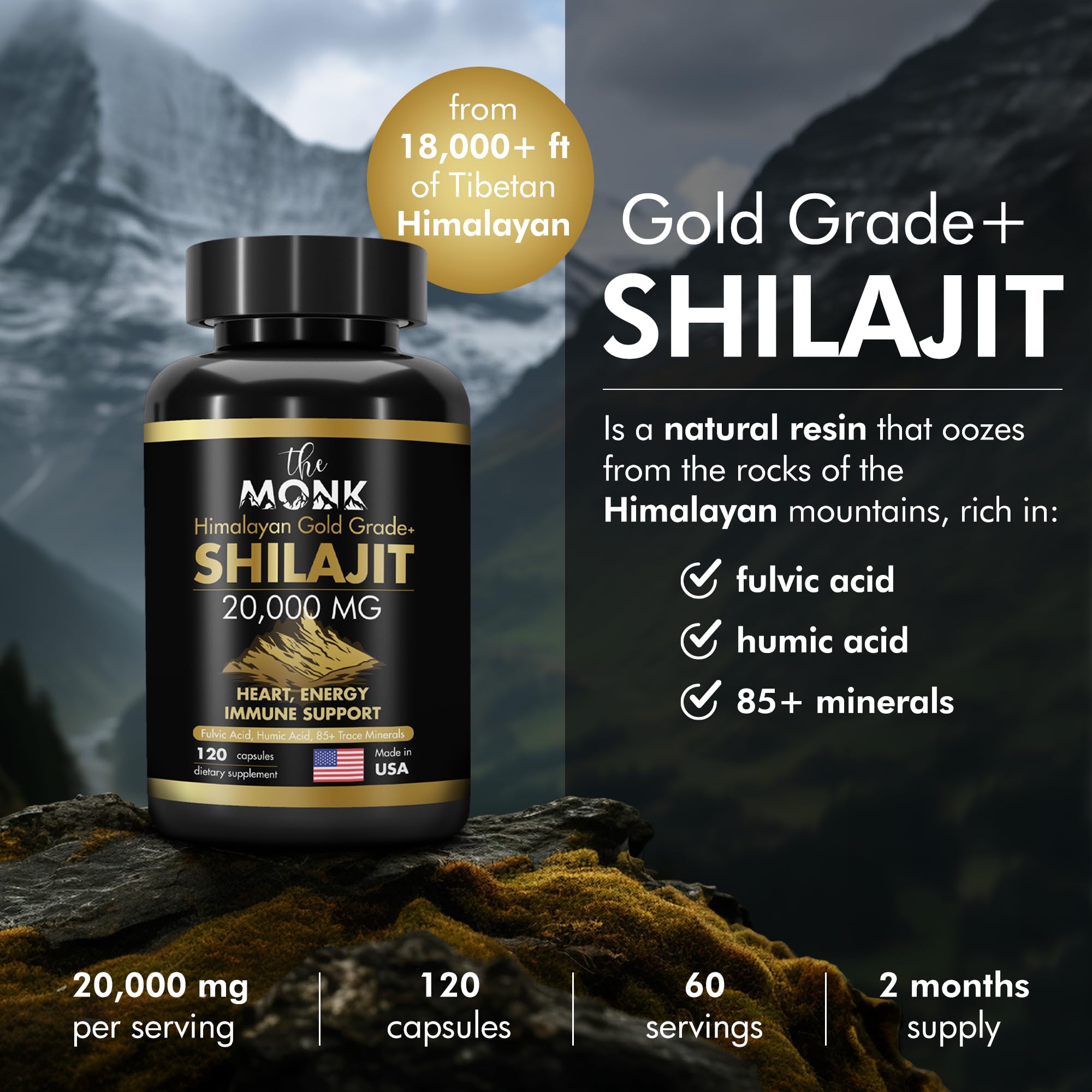 THE MONK Shilajit Gold Grade Plus packaging