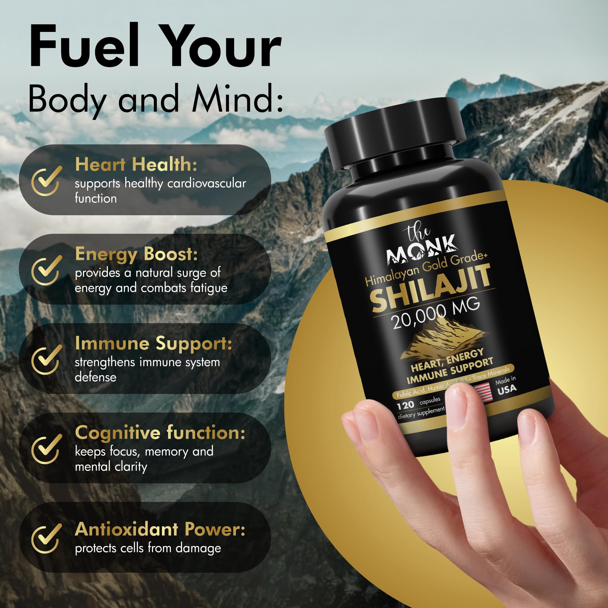 THE MONK Shilajit Gold Grade Plus side view