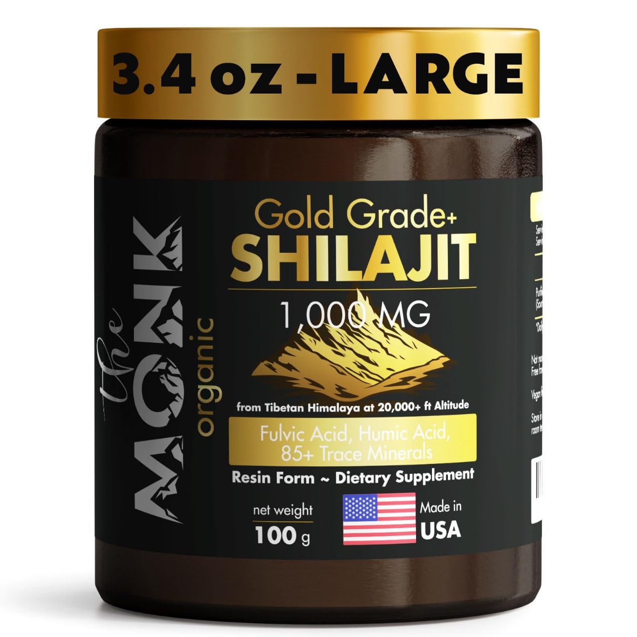 THE MONK Shilajit Resin 100g front view packaging