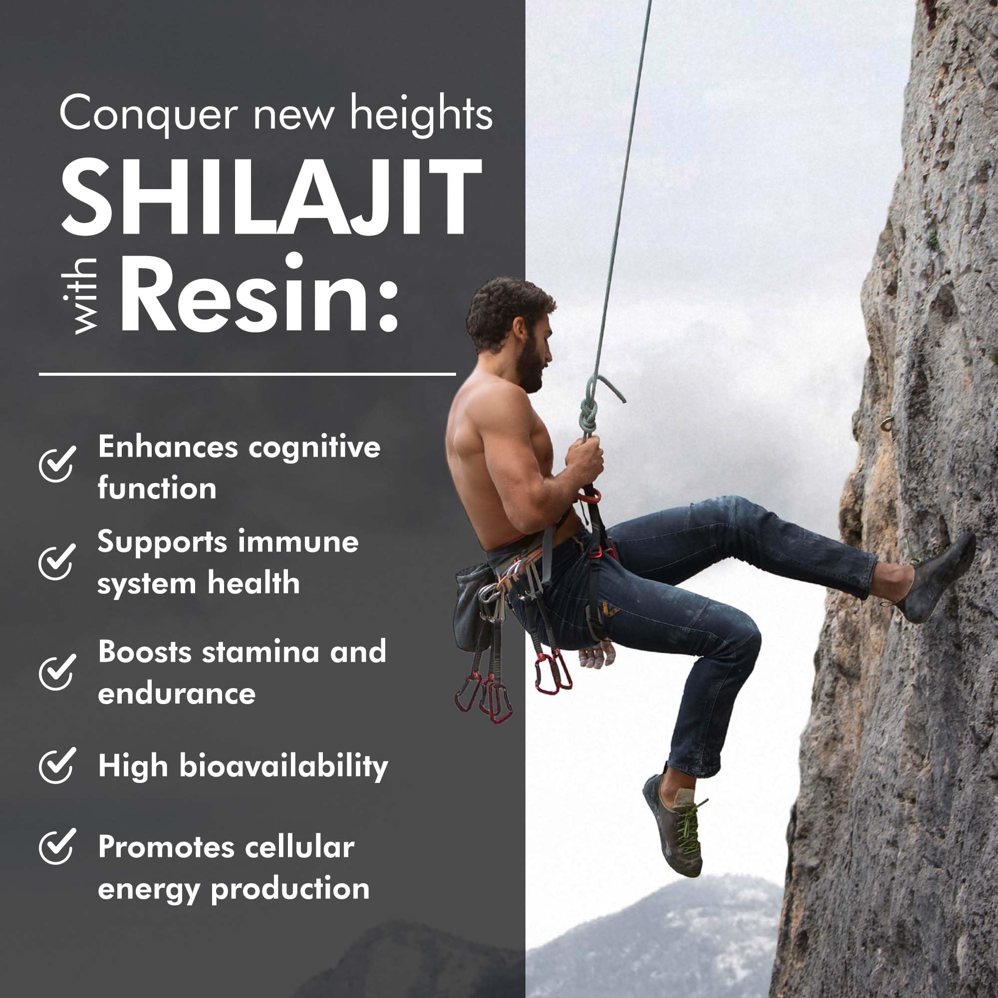 THE MONK Shilajit Resin 100g lifestyle shot with glass of water