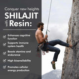 THE MONK Shilajit Resin 100g lifestyle shot with glass of water