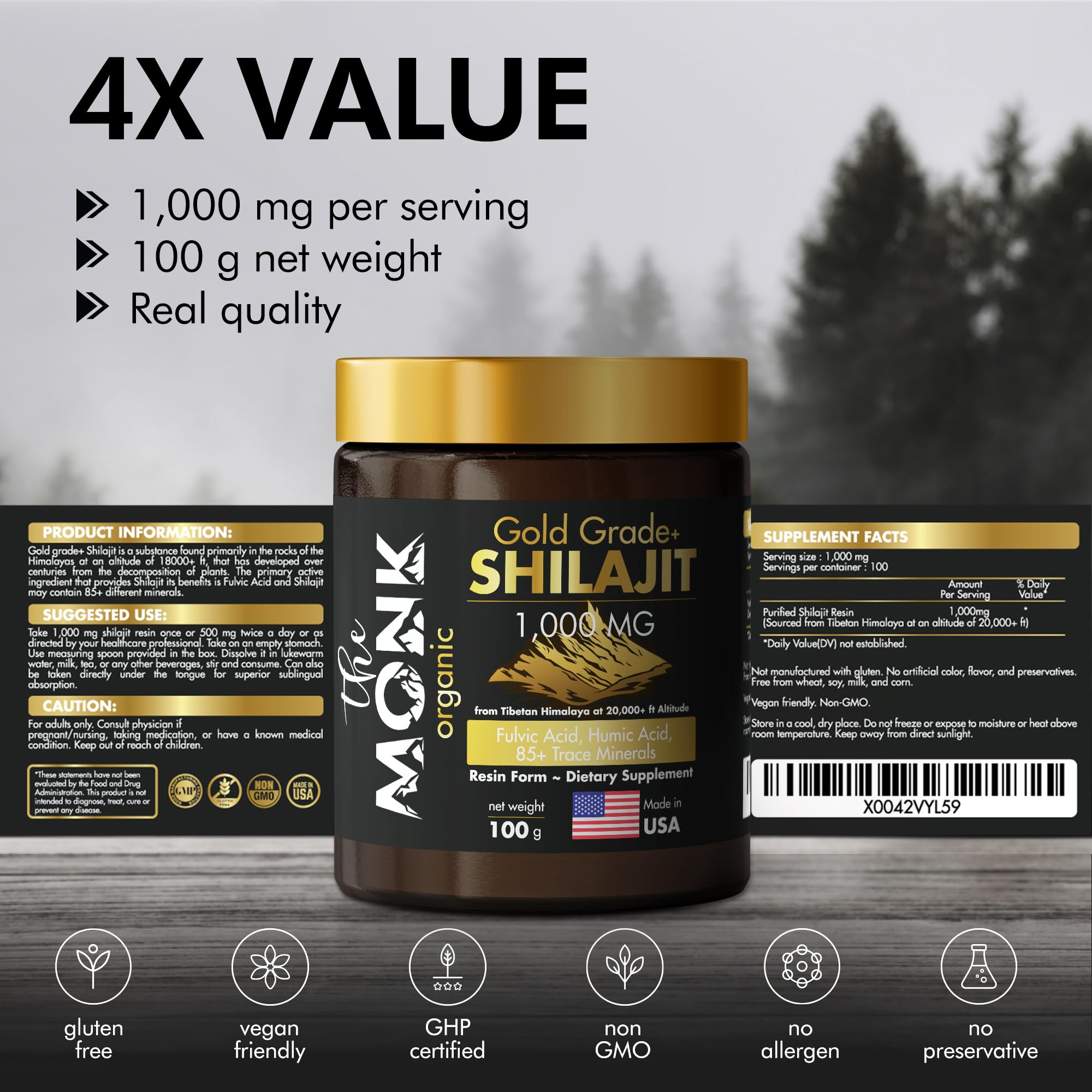 THE MONK Shilajit Resin 100g top view showing texture