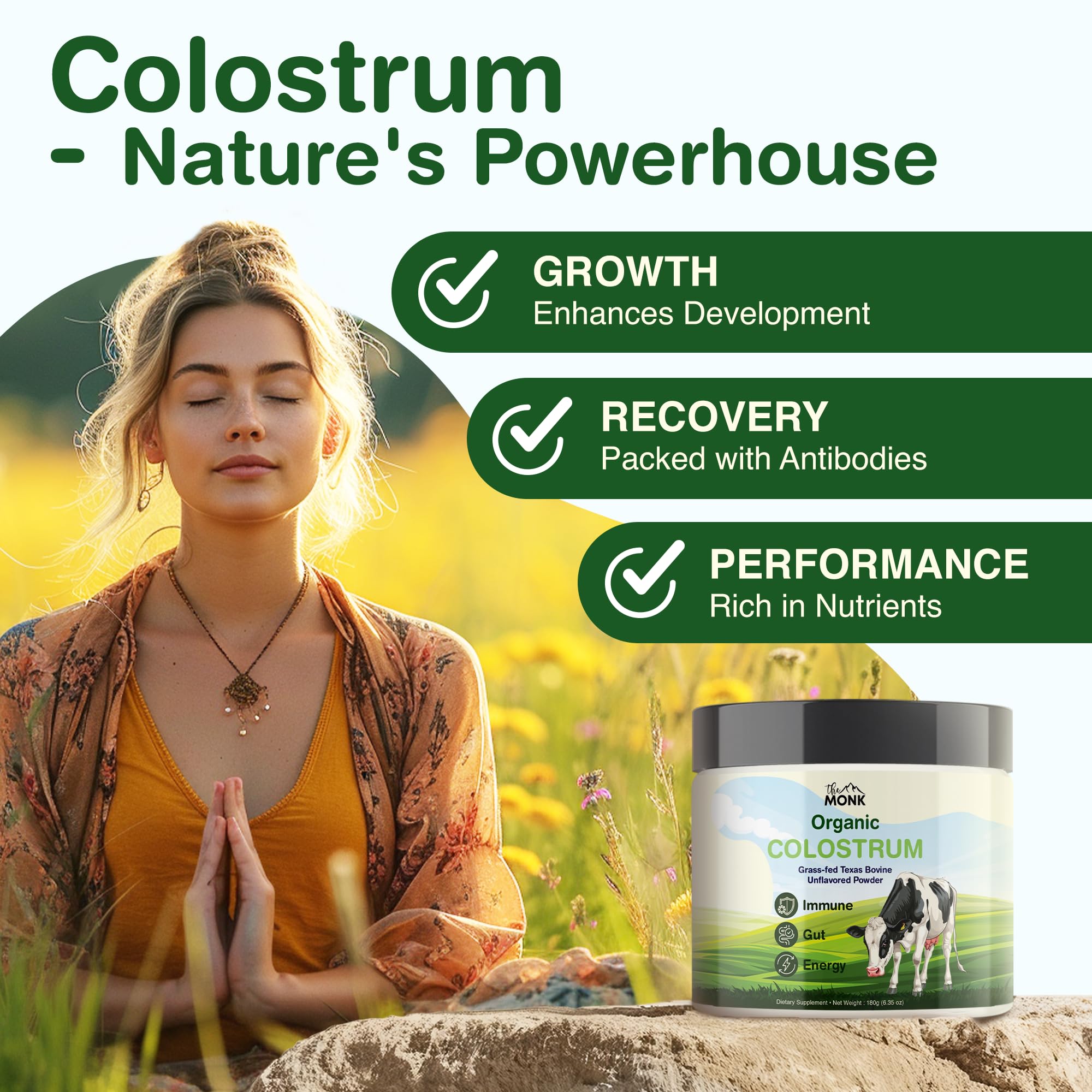THE MONK Whole Colostrum Powder container top view