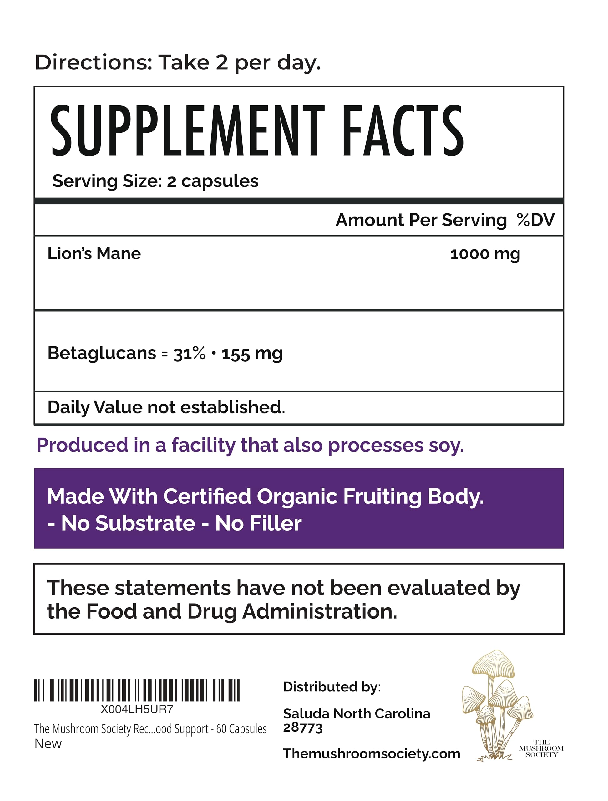 The Mushroom Society Daily Energy Support Supplement packaging