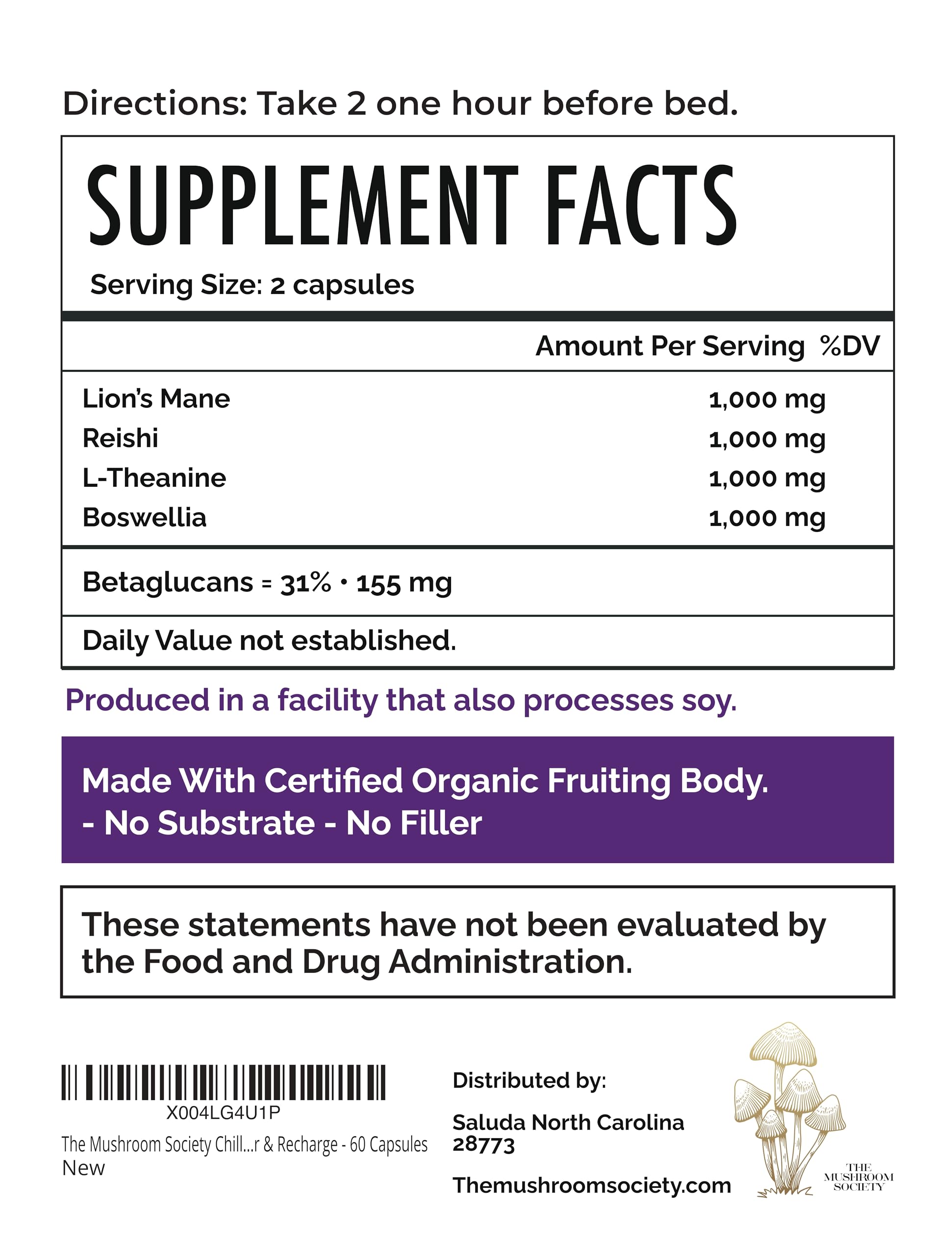 The Mushroom Society Herbal Supplement 50g packaging