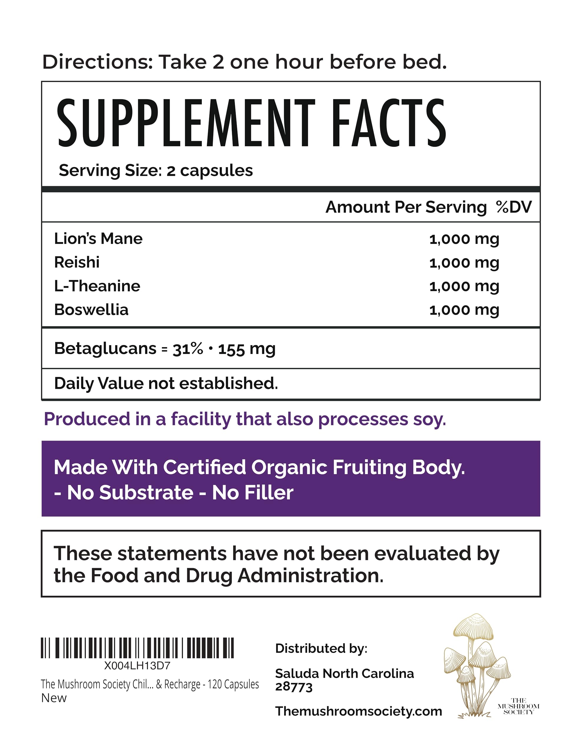 The Mushroom Society Herbal Supplement Capsules packaging