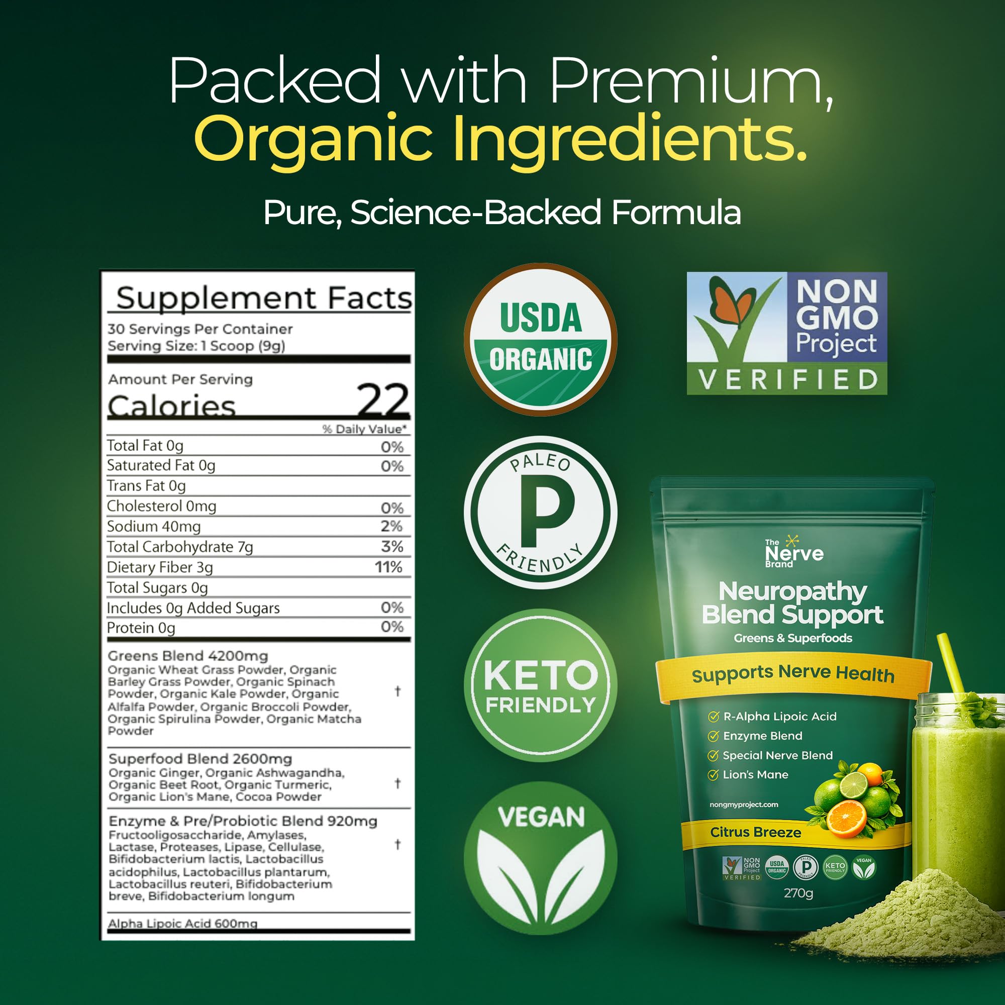 The Nerve Brand Alpha Lipoic Acid Superfood Powder packaging