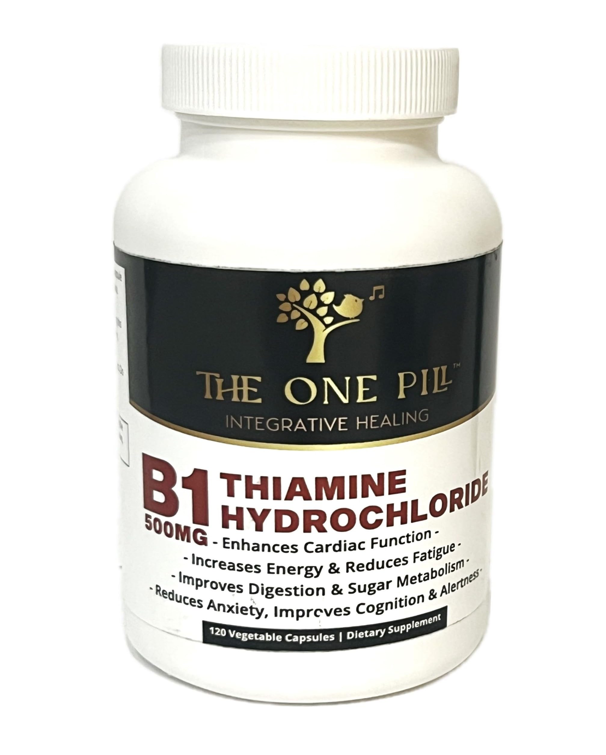 The One Pill Integrative Healing B1 Thiamine 500mg Vegetarian Capsules front view