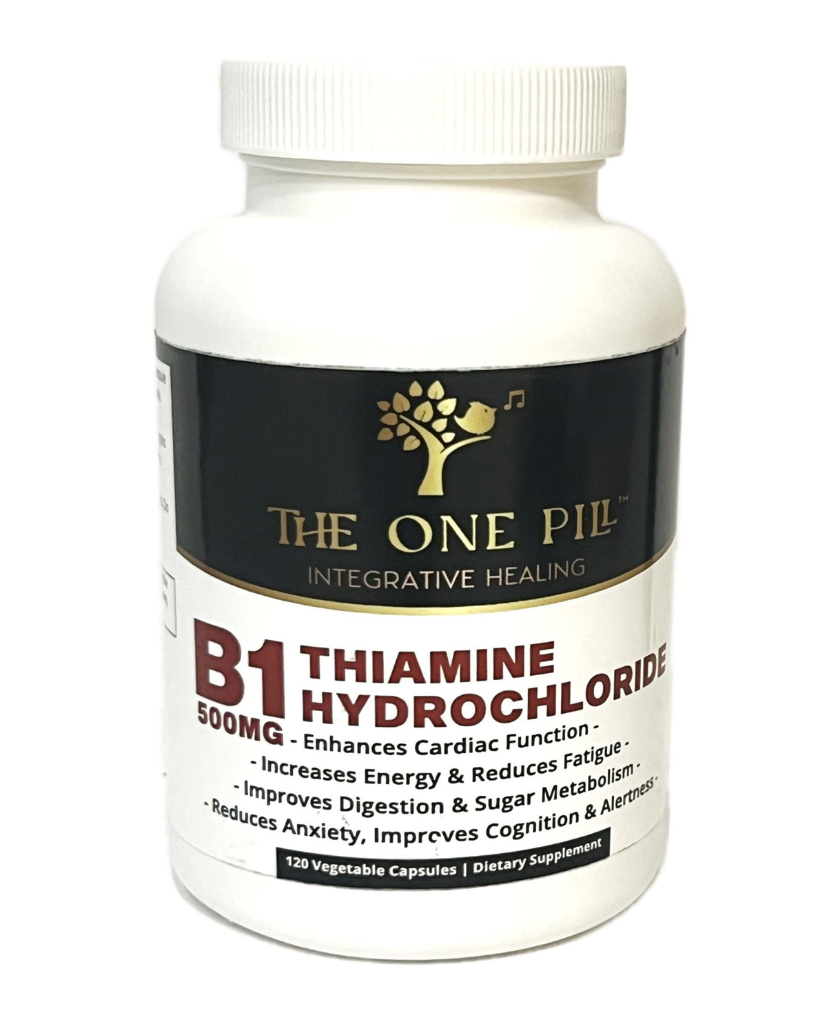 The One Pill Integrative Healing B1 Thiamine 500mg Vegetarian Capsules front view