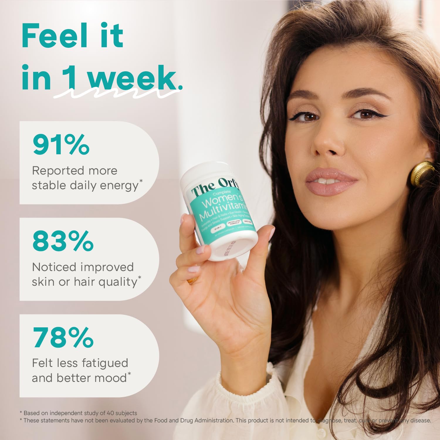 THE ORFY Advanced Women's Daily Multivitamins bottle with a measuring spoon