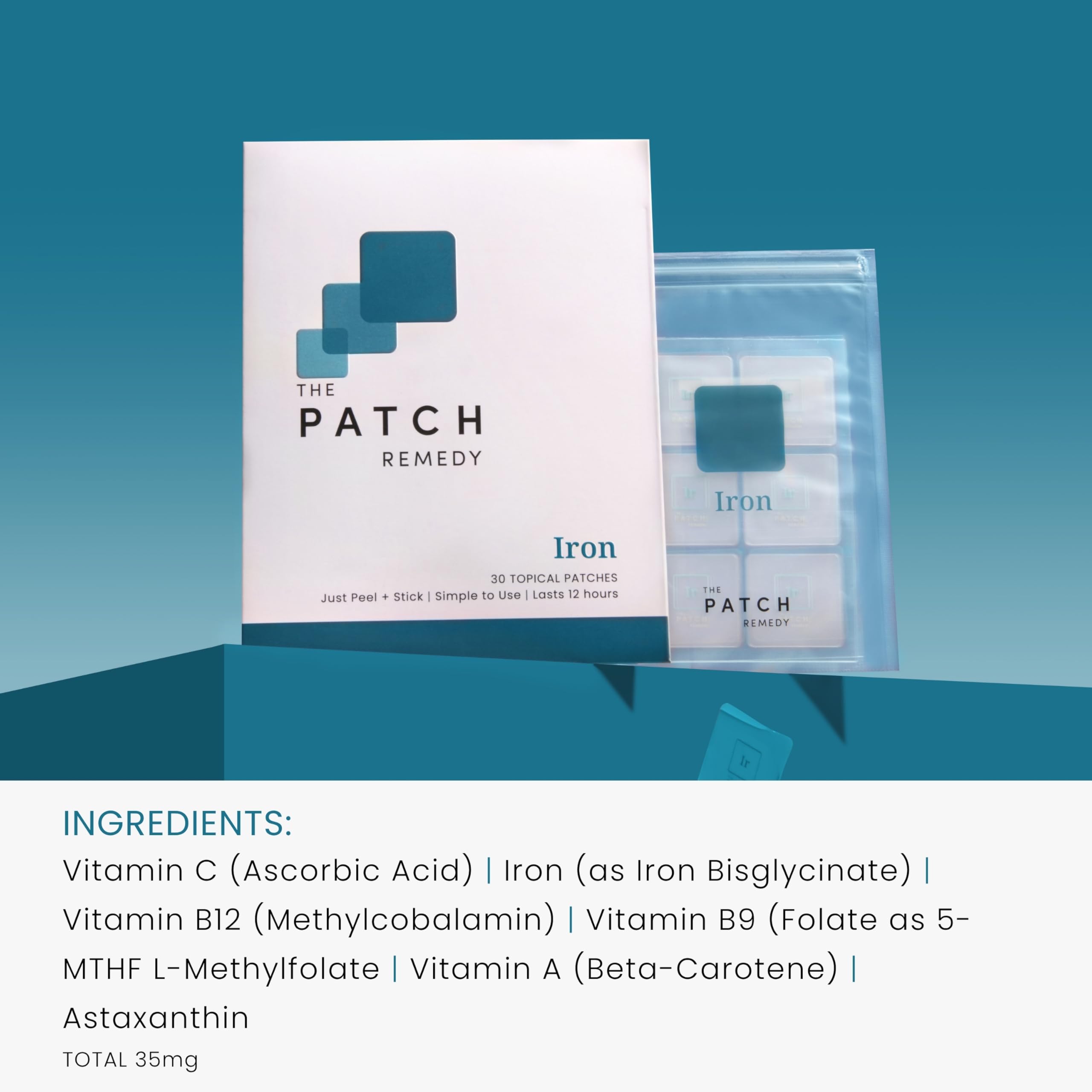 The Patch Remedy Iron Supplement Patch application on skin