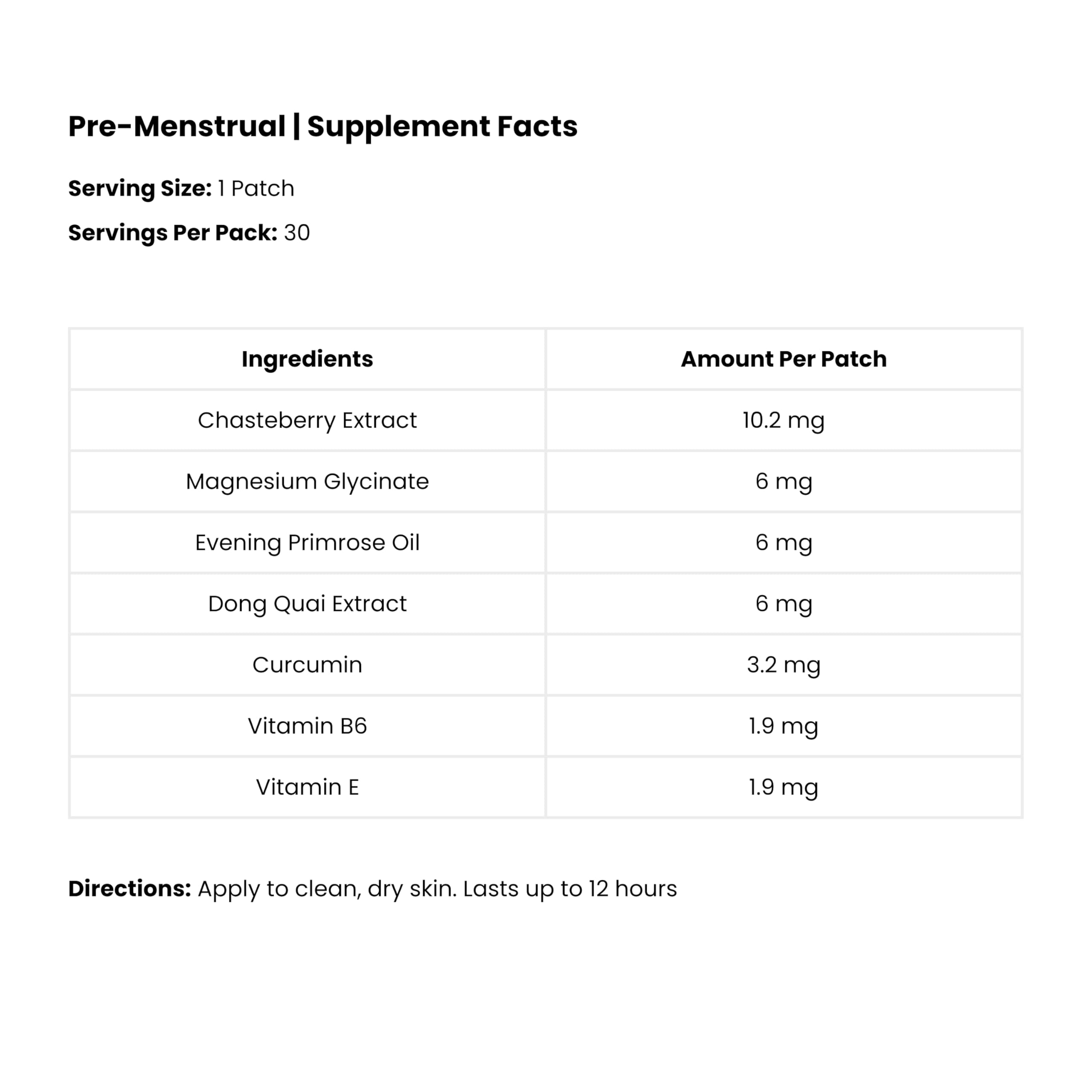 The Patch Remedy Pre-Menstrual Patches showing usage instructions