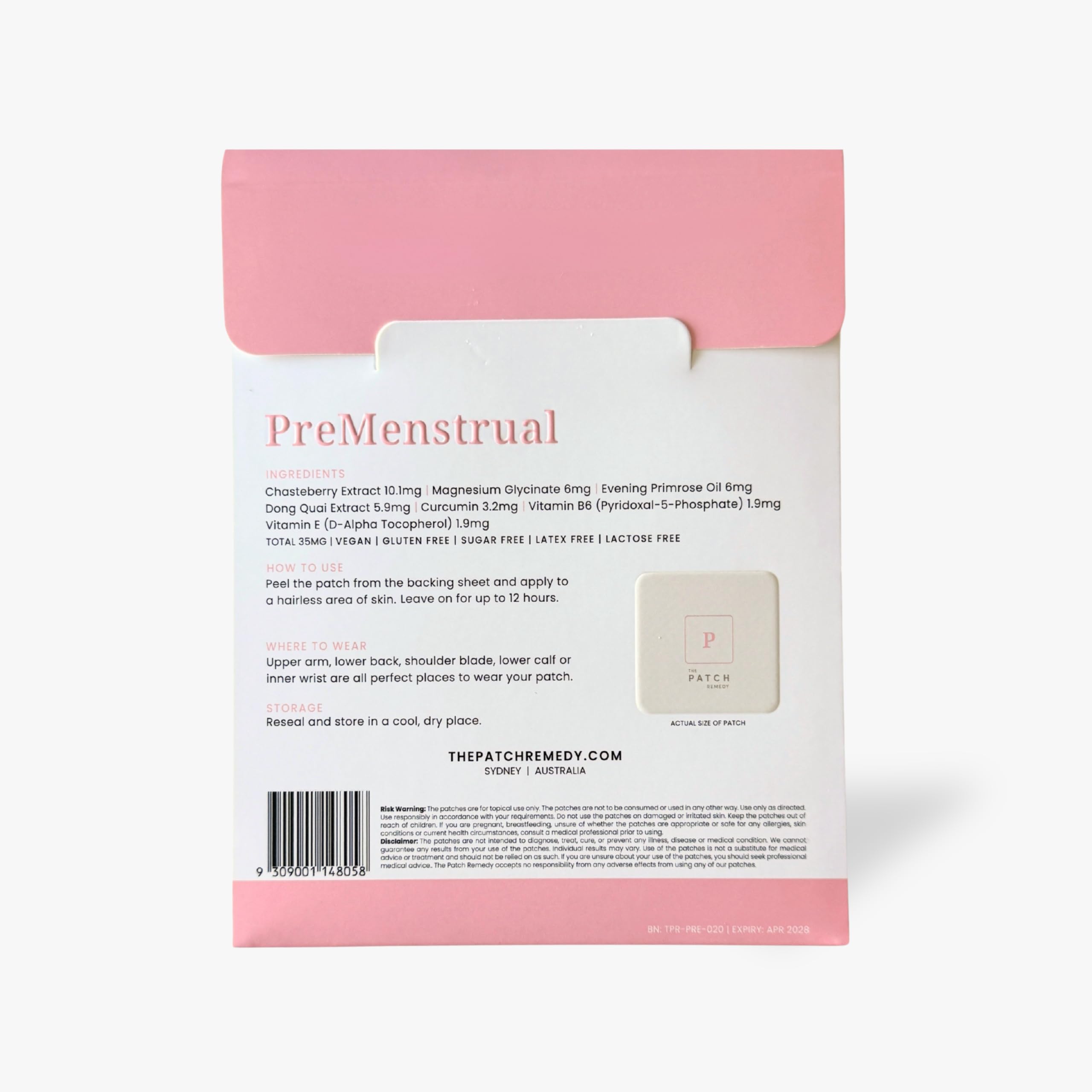 The Patch Remedy Pre-Menstrual Patches with a measuring scale
