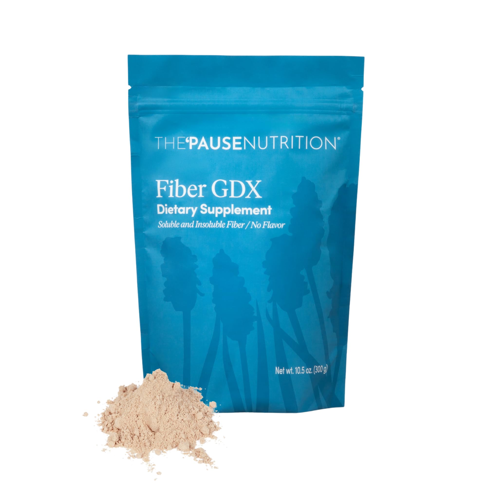 The 'Pause Life Fiber GDX unflavored powder front view packaging