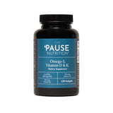 The 'Pause Life Omega-3 with Vitamins D & K softgel bottle front view