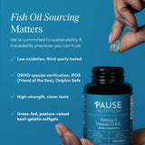 The 'Pause Life Omega-3 with Vitamins D & K softgel close-up