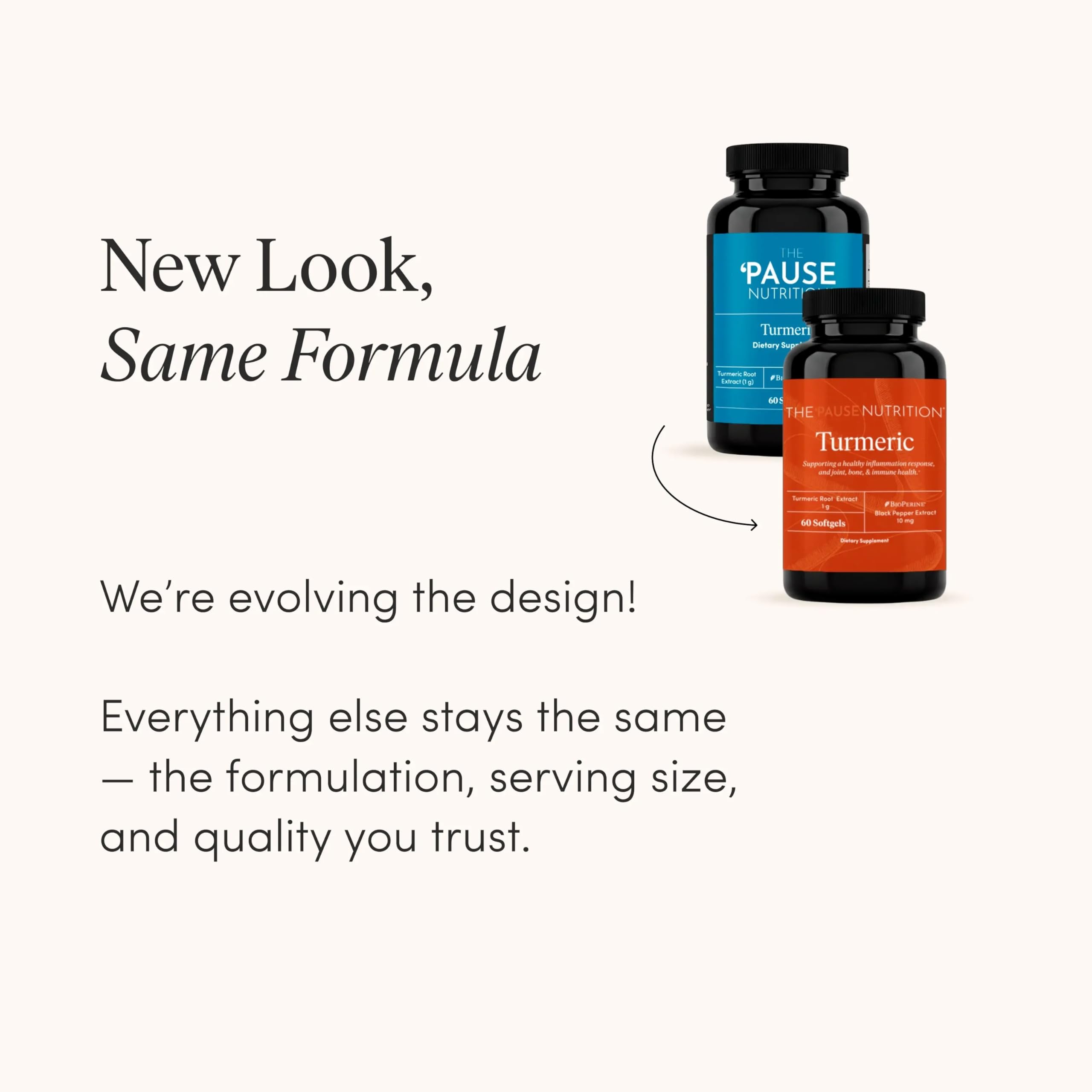 The 'Pause Life Turmeric Softgels side view showing label
