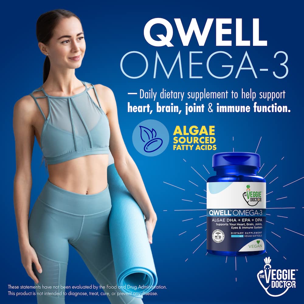 The Veggie Doctor Vegan Omega-3 Algal Oil Capsules with packaging