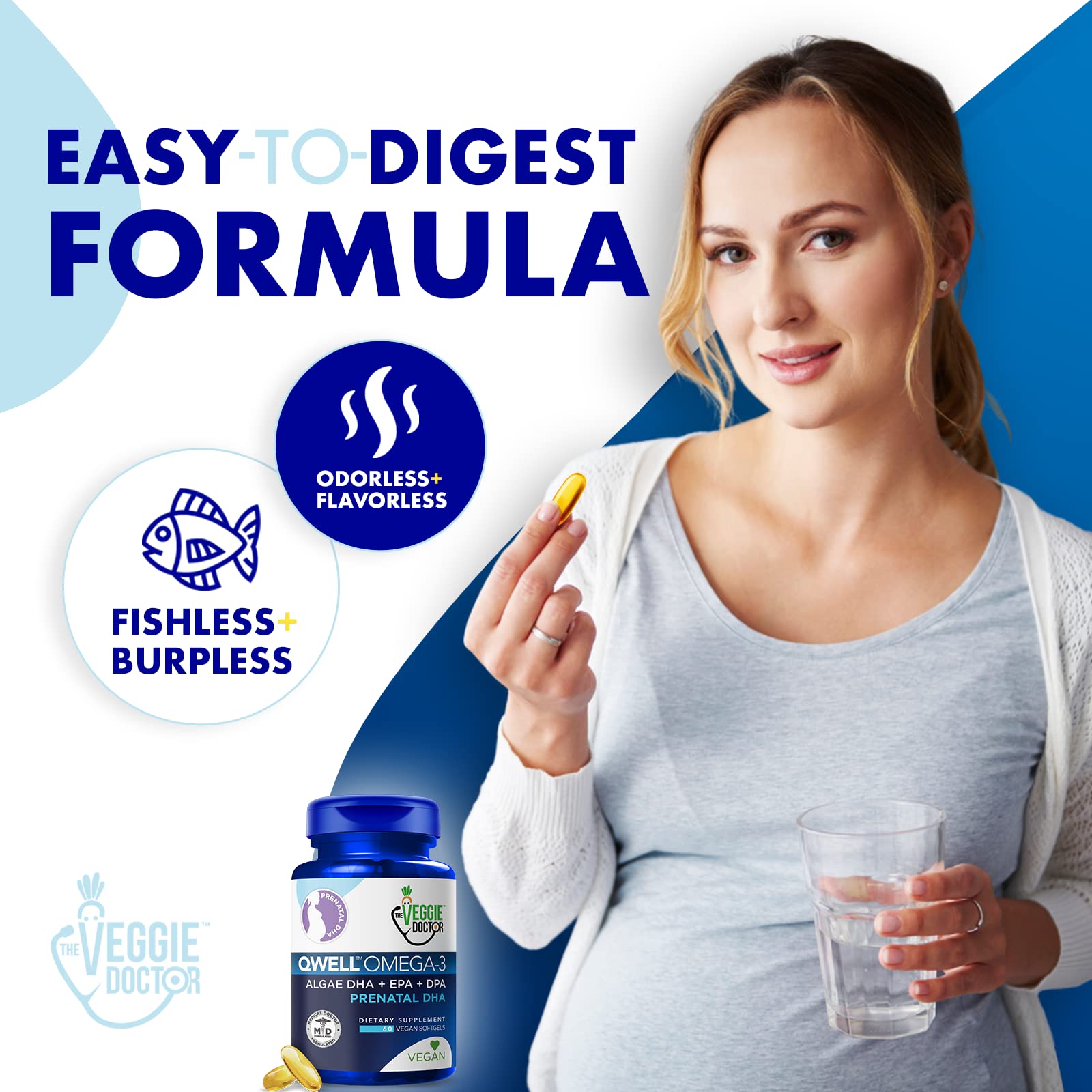 The Veggie Doctor Vegan Prenatal DHA & EPA Softgels close-up