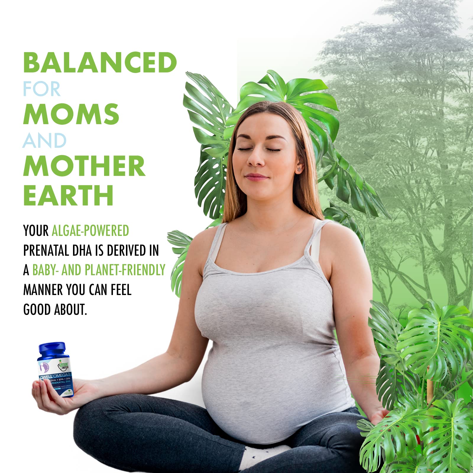 The Veggie Doctor Vegan Prenatal DHA & EPA Softgels on a wooden table