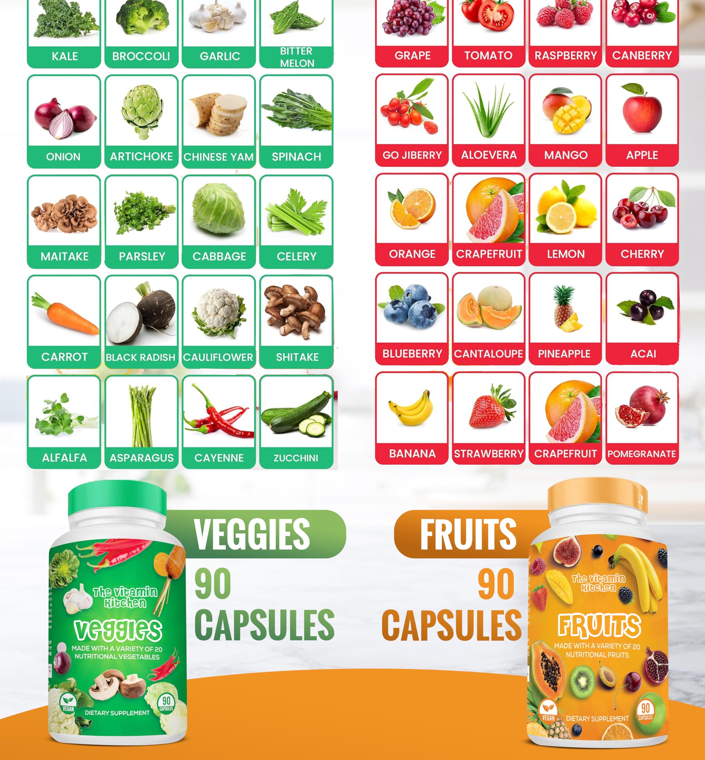 The Vitamin Kitchen Fruit and Veggie Supplement 180 Capsules packaging