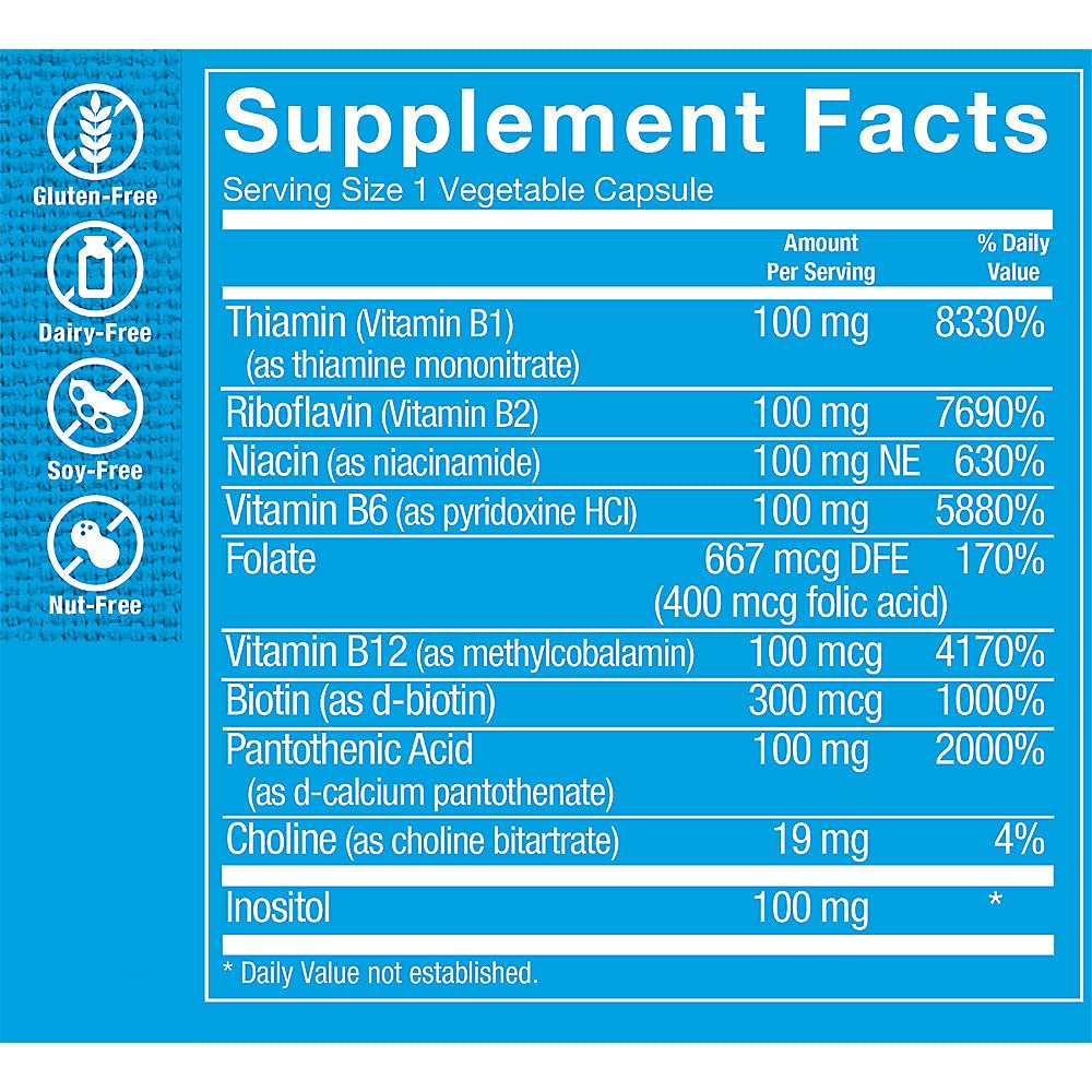The Vitamin Shoppe B-Complex Supplement vegetable capsules close-up