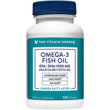 The Vitamin Shoppe Fish Oil Softgels with a measuring spoon