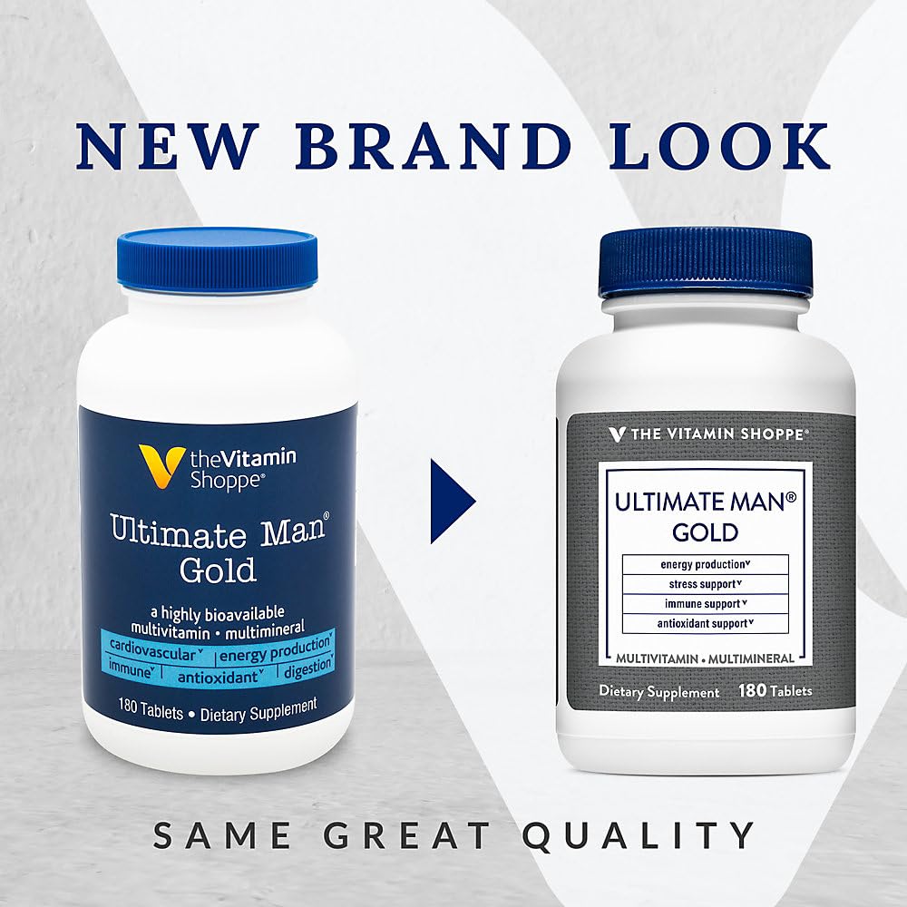 The Vitamin Shoppe Men's Multivitamin 180 Tablets side view
