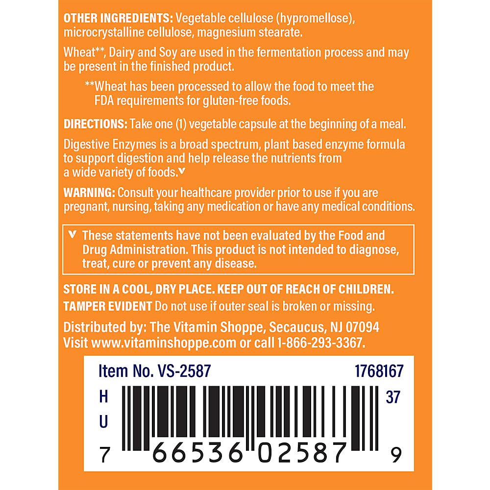 The Vitamin Shoppe Multi-Enzymes veggie caps close-up