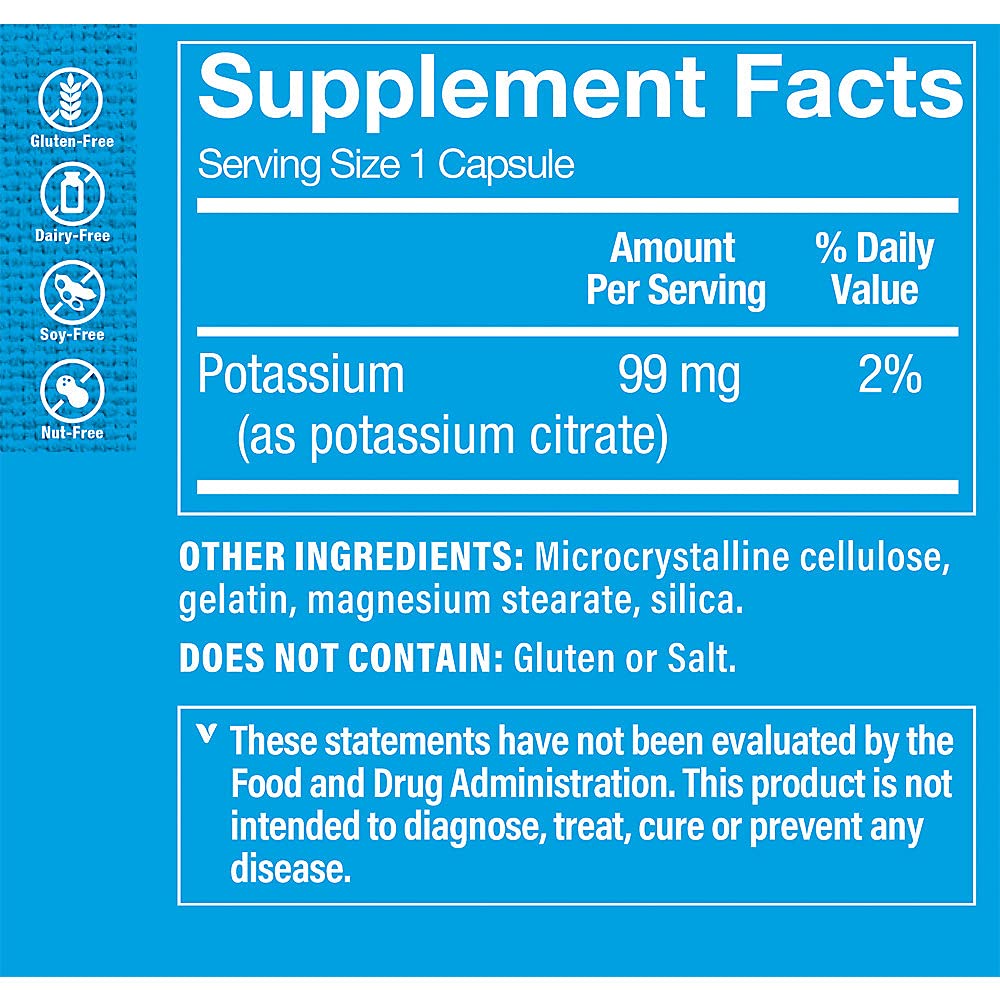 The Vitamin Shoppe Potassium Citrate 300 Capsules side view