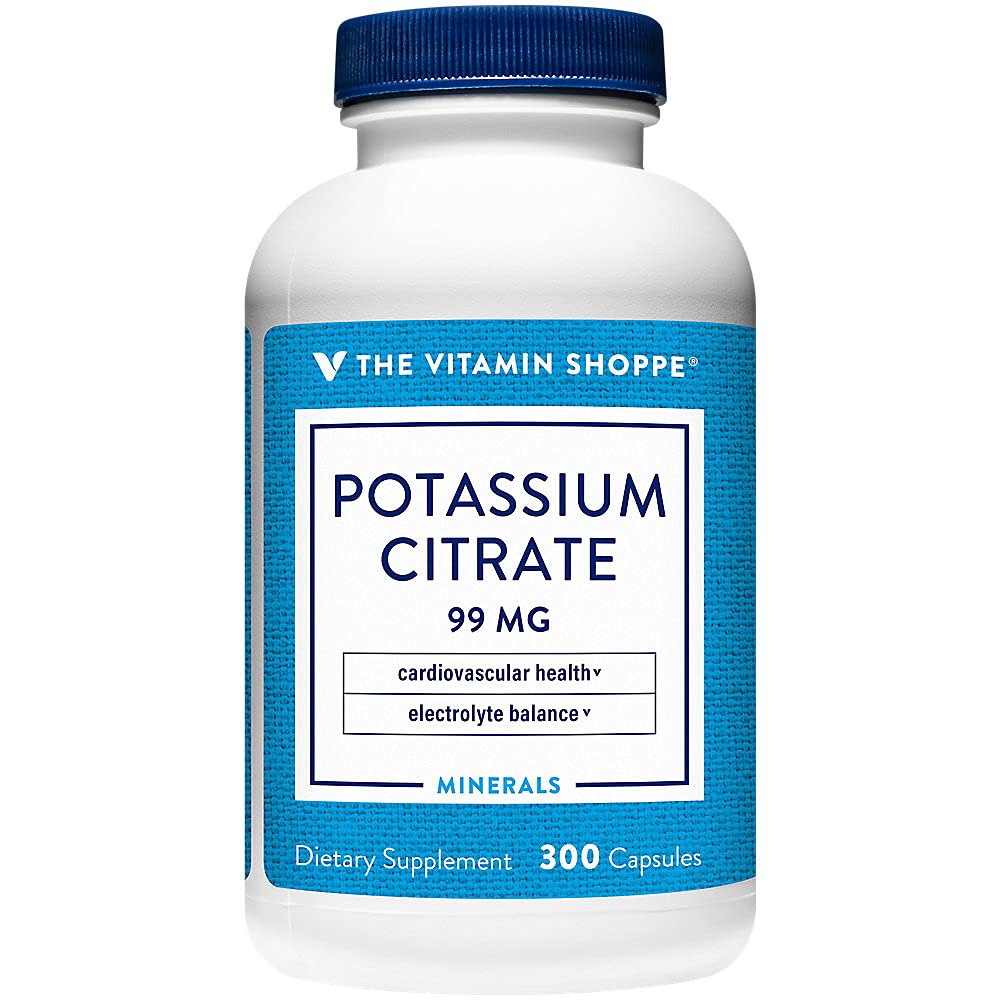 The Vitamin Shoppe Potassium Citrate 99mg 300 Capsules front view