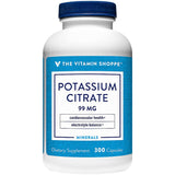 The Vitamin Shoppe Potassium Citrate capsules on a wooden surface