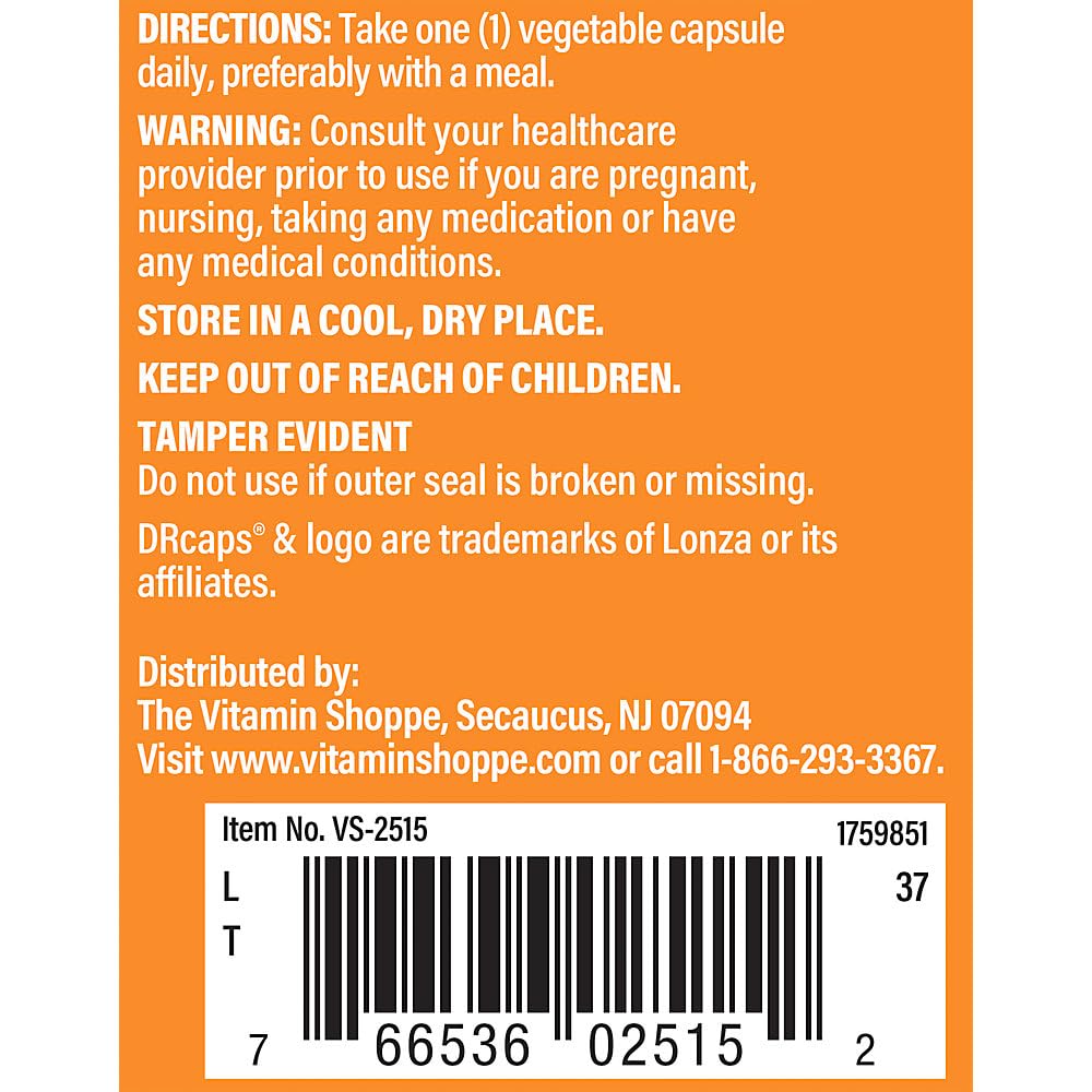 The Vitamin Shoppe Probiotic Capsules back view with ingredient list
