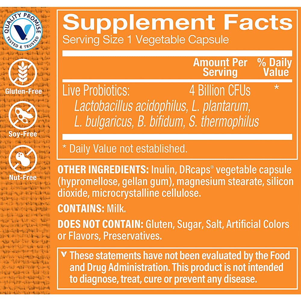 The Vitamin Shoppe Probiotic Capsules side view showing capsule details