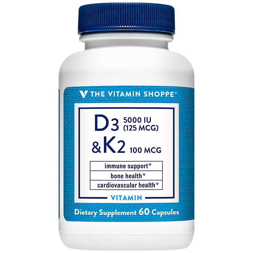 The Vitamin Shoppe Vitamin D3 5000 IU Capsules front view