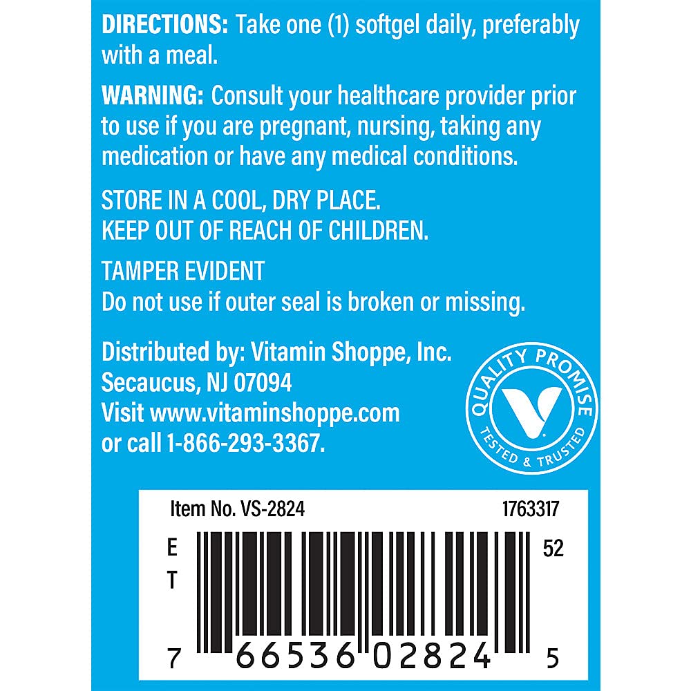 The Vitamin Shoppe Vitamin D3 5000 IU softgel side view