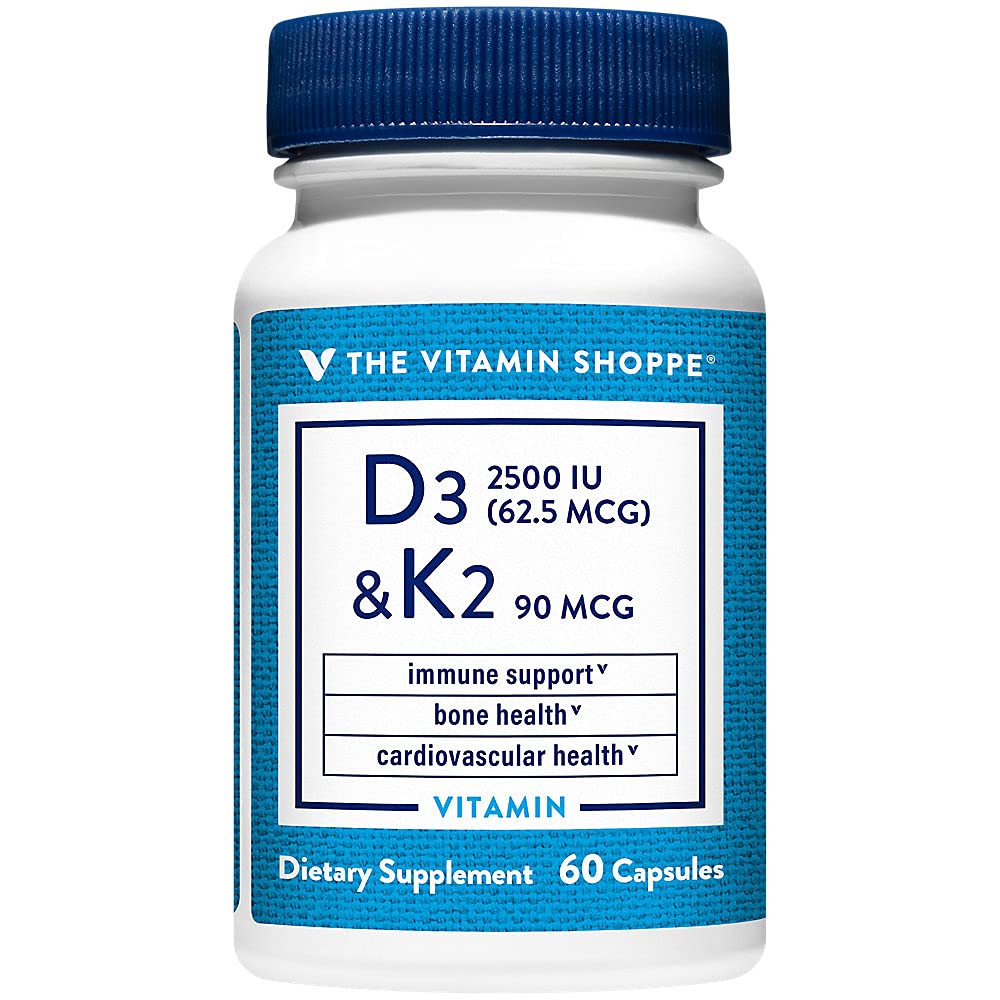 The Vitamin Shoppe Vitamin D3 & K2 bottle front view