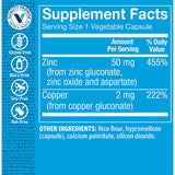 The Vitamin Shoppe Zinc & Copper 100 vegetarian capsules side view