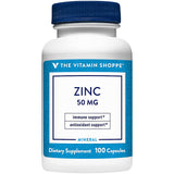 The Vitamin Shoppe Zinc Supplement 50mg front view with packaging