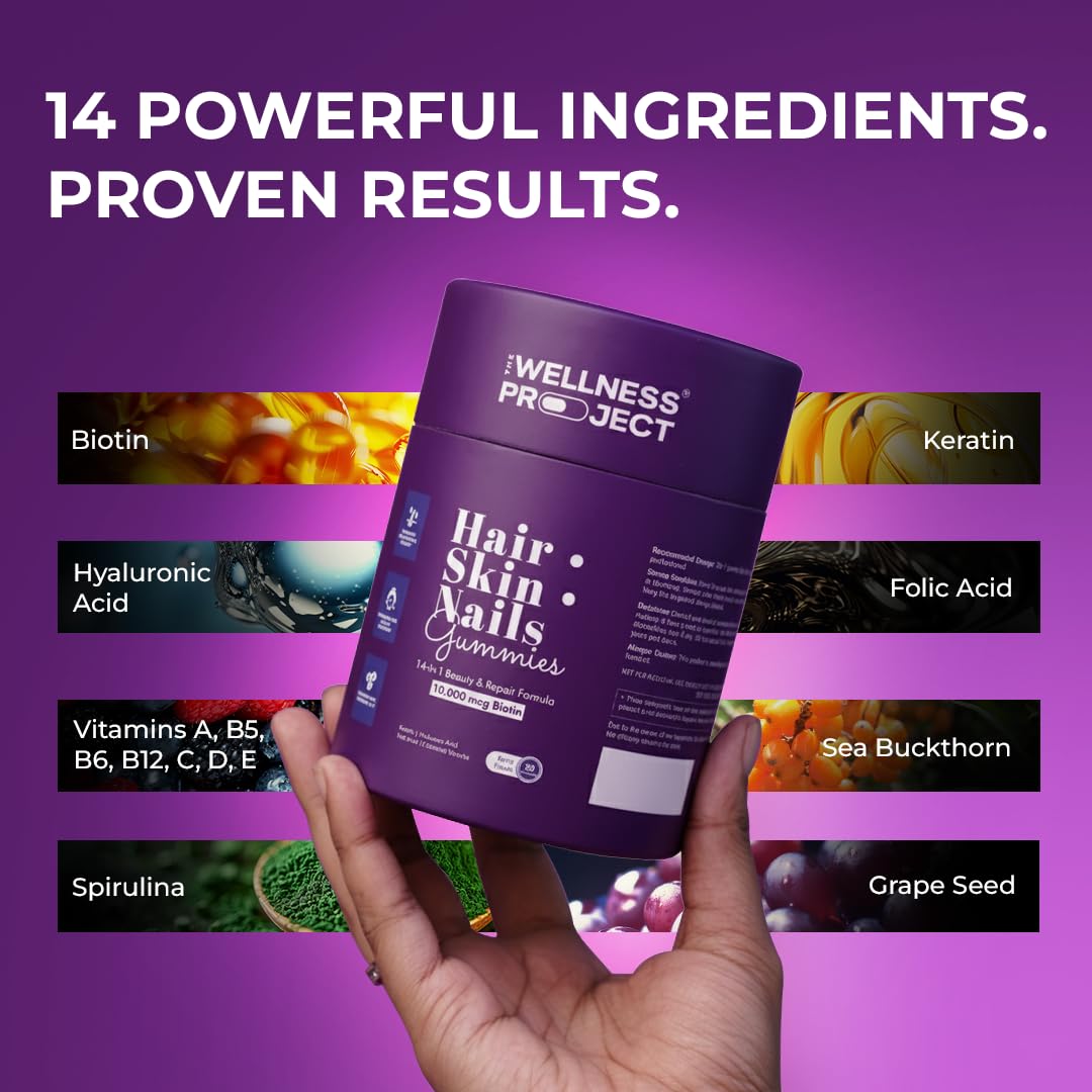 The Wellness Project Biotin Gummies showing the gummies inside the bottle