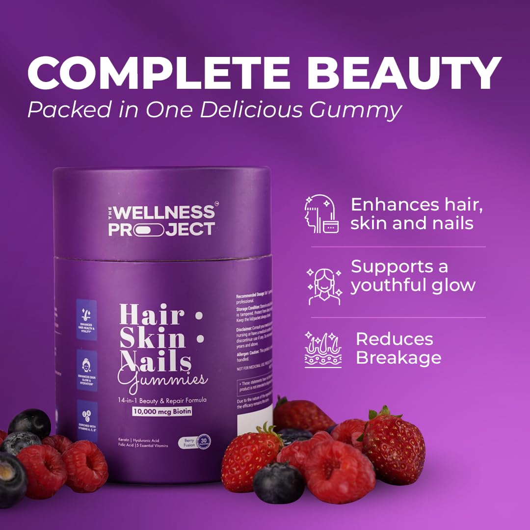 The Wellness Project Biotin Gummies side view of the bottle