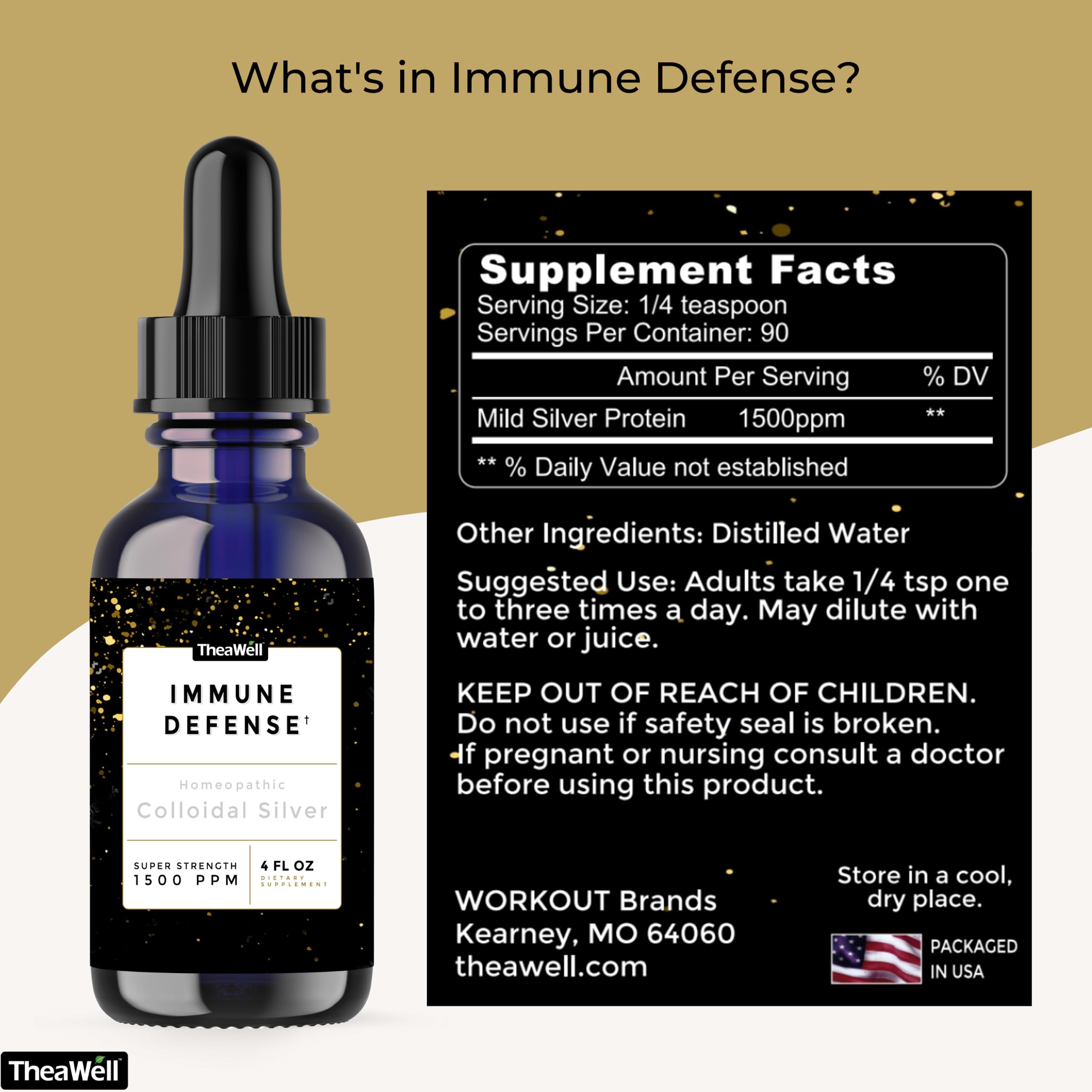 TheaWell Colloidal Silver 1500 PPM 231g bottle side view