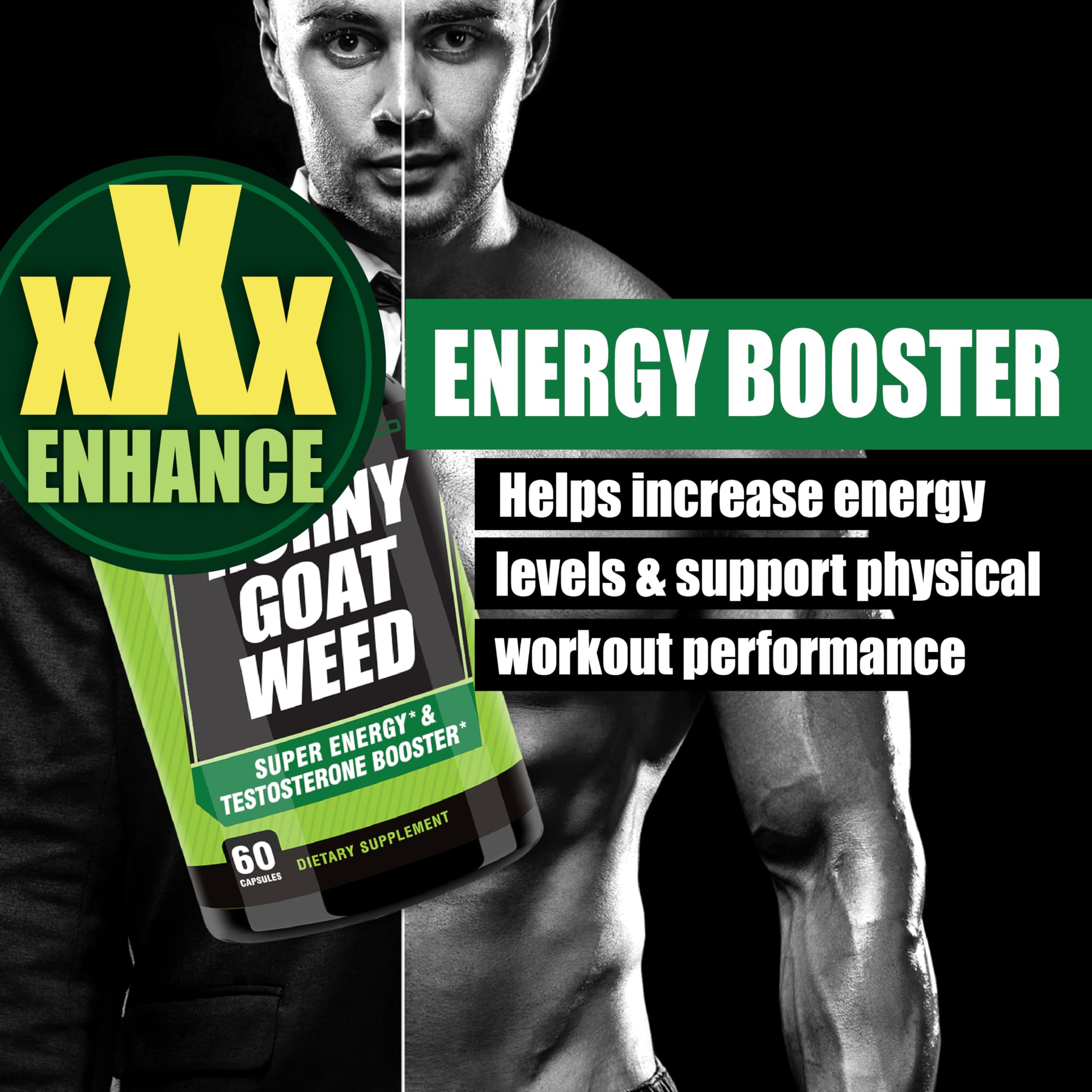 THELABSMENCO Horny Goat Weed Capsules on a wooden table