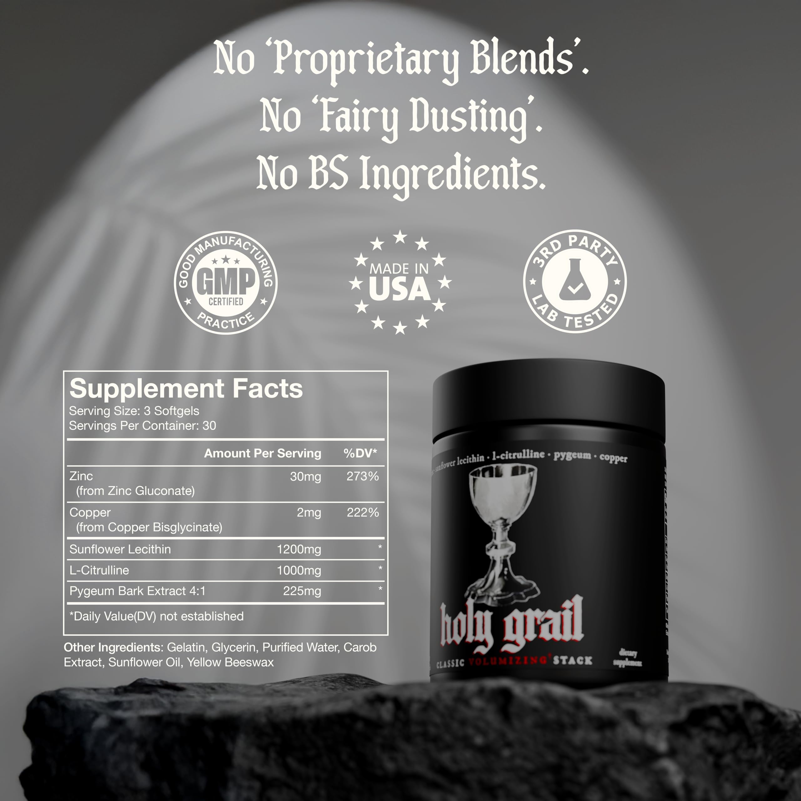 Theorycraft Holy Grail Semen Volumizer supplement packaging