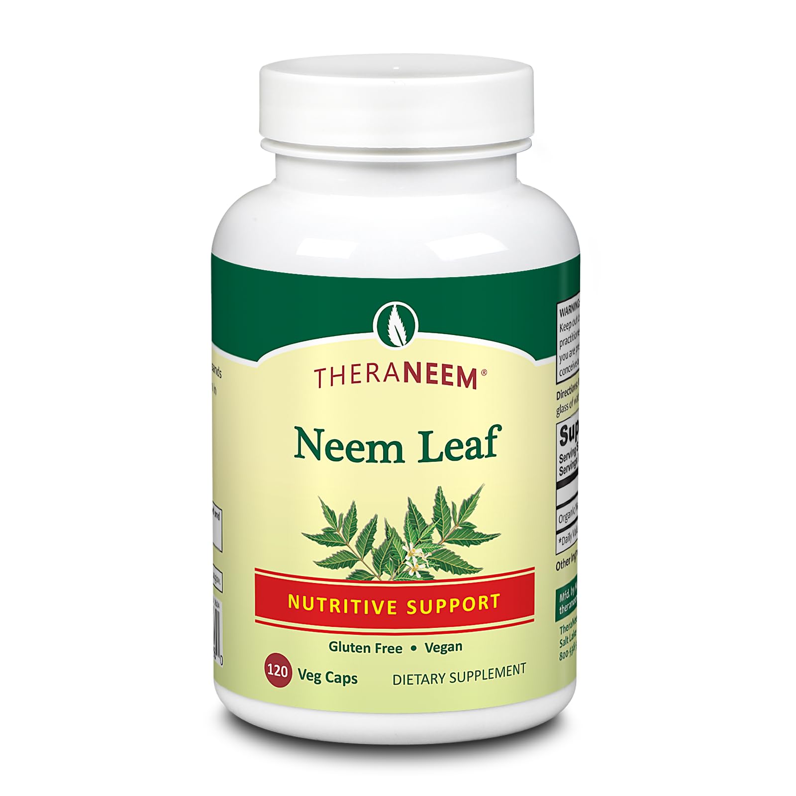 Thera Neem Organic Neem Leaf Veg Capsules front view with packaging
